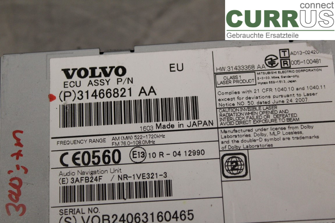 VOLVO V40  12-19 Radio CD / Multimedia panel 31466821AA 