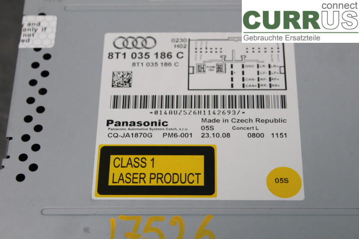 AUDI A4/S4  08-11 Radio CD / multimediepanel 8T1035186C 2.0TDi/CAHA