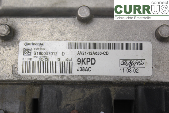 FORD FIESTA     09-12 Engine Control Unit (ECU) AV2112A650CD 1.25i/SNJB