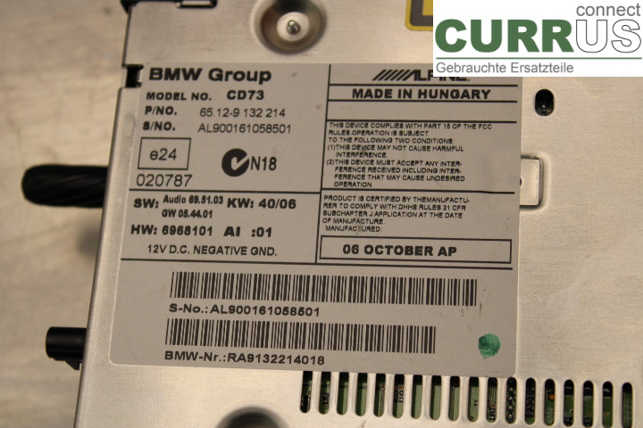 BMW 3 E90/91 SED/TOU 05-12 Radio CD / panel multimedialny 65129132214 2.0D/M47TU2D20