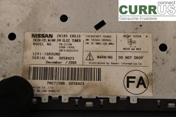 NISSAN NAVARA    05- Radio CD / Multimedia panel 28185EB610 2.5DCi/YD25DDTI