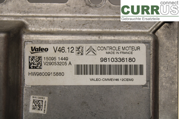 PEUGEOT 2008   13-20 Motorens styreenhed (ECU) 9810336180 1.2i/HMZ