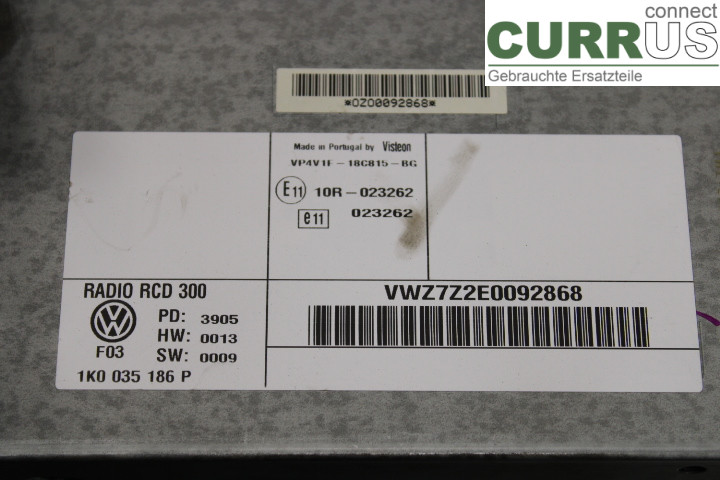 VW CADDY      04-10 Radio CD / Multimedia panel 1K0035186P 1.9TDi/BLS