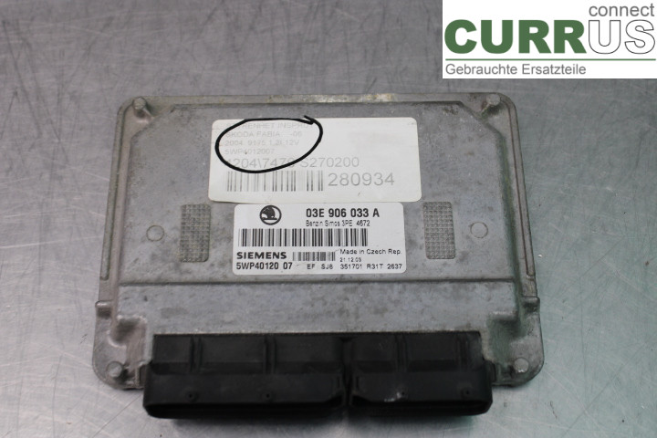 SKODA FABIA    99-07 Unité de contrôle moteur (ECU) 03E906033A 