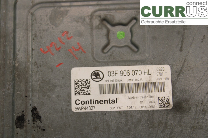 SKODA FABIA         07-14 Engine Control Unit (ECU) 03F906070HL 