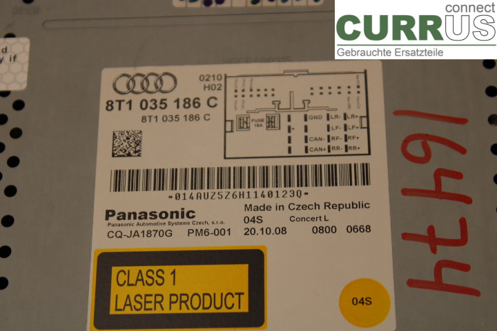 AUDI A4/S4  08-11 Radio CD / panneau multimédia 8T1035186C 2.0TFSi/CDNB
