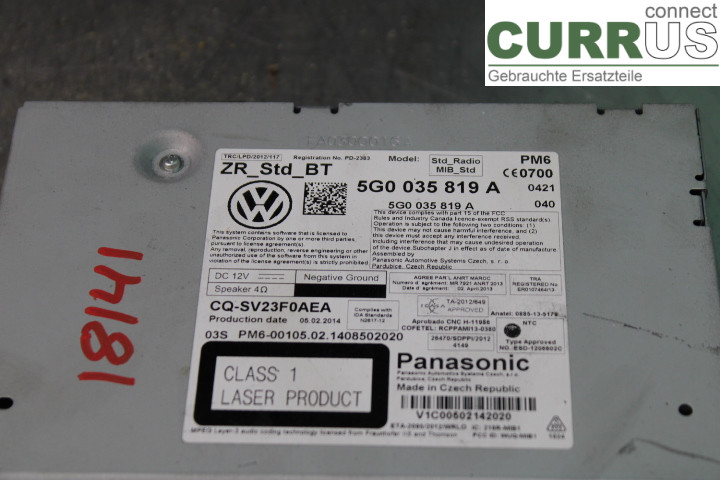 VW GOLF / E-GOLF VII   13-20 Radio CD / Multimedia panel  1.6TDi/CLHA