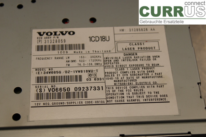 VOLVO V50      08-12 Radio CD / Multimedia panel 31328059 1.6D/D4162T