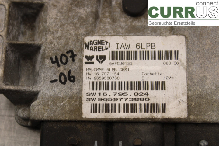 PEUGEOT 407 Motorens styreenhed (ECU) 9650743880 