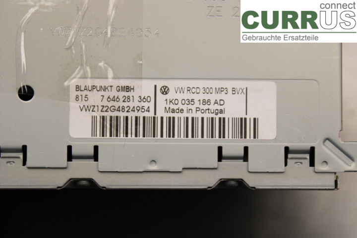 VW CADDY      04-10 Radio CD / Multimedia panel 1K0035186AD 1.9TDi/BLS