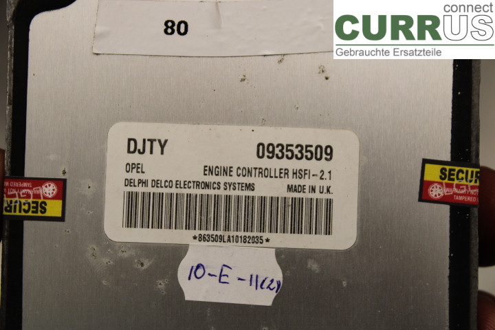 OPEL ASTRA  H    04-12 Engine Control Unit (ECU) 09353509 