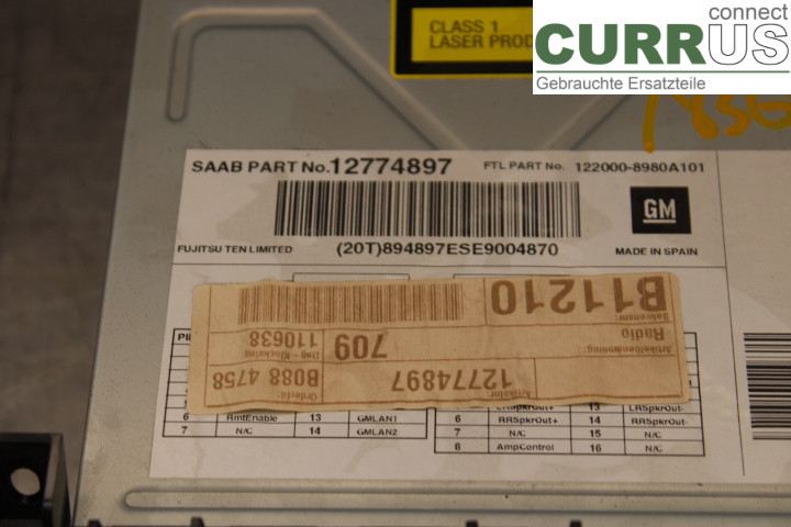 SAAB 9-3 VER 2 Radio CD / Multimedia panel 12774897 1.8T/B207E