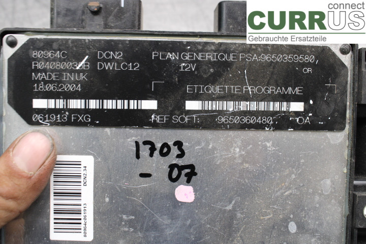 CITROEN BERLINGO  03-07 Engine Control Unit (ECU) 9650360480 
