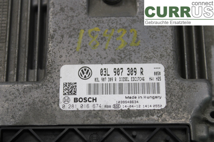 VW CADDY  11-15 Engine Control Unit (ECU) 03L907309R 2.0TDi/CFHC