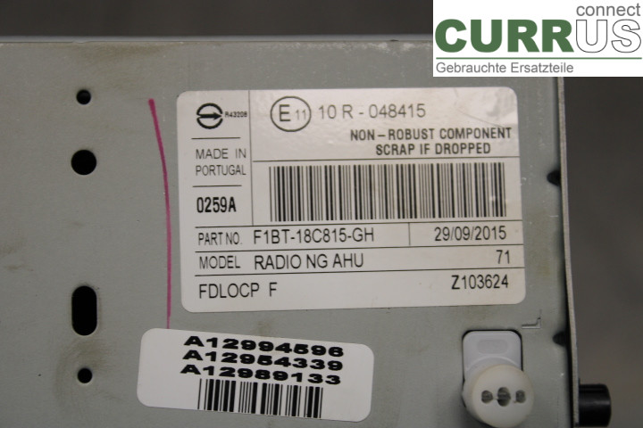 FORD TRAN./TOUR COURIER 13-23 Radio CD / Multimedia panel F1BT18C815GH 1.6TDCi/T3CB