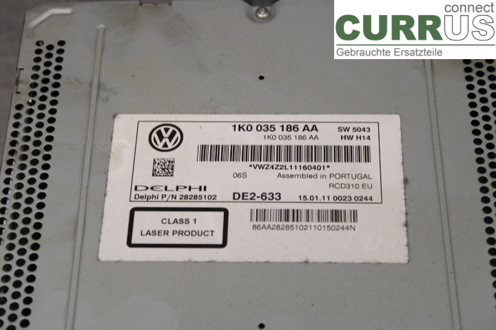 VW CADDY 11-15 Radio-CD-/Multimedia-Panel 1K0035186AA 2.0TDi/CFHC