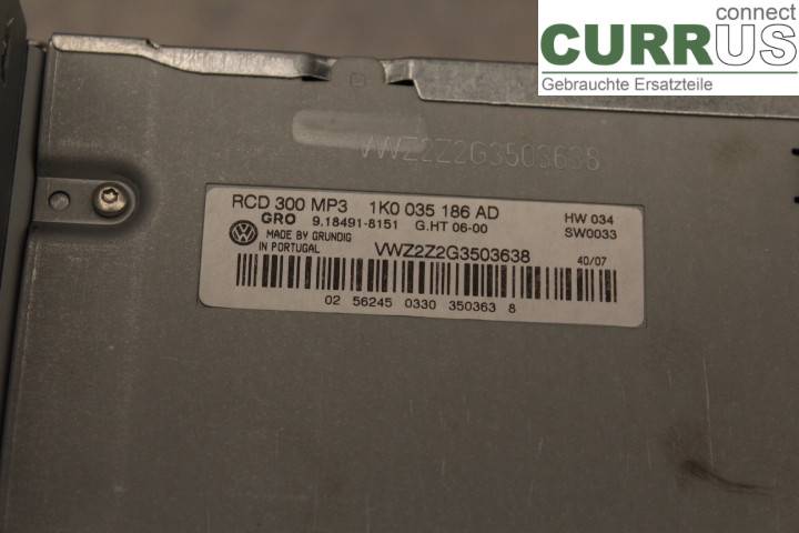 VW CADDY      04-10 Radio CD / Multimedia panel 1K0035186AD 2,0SDi/BST