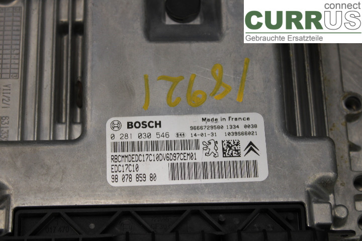 CITROEN BERLINGO  08-18 Engine Control Unit (ECU) 9807885980 1.6HDi/9HF