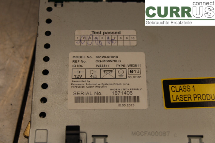 PEUGEOT 107 Radio CD / Multimedia panel 861200H010 1.0i/CFB