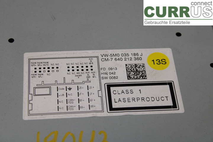 VW TRANSP/CARAVELLE 04-15 Radio CD / multimediepanel 5M0035186J 2.0i/AXA