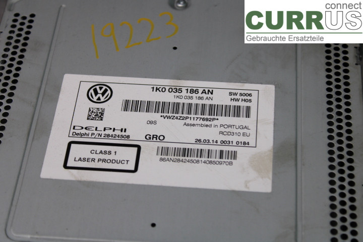 VW CADDY  11-15 Radio CD / Multimedia panel  1.6TDi/CAYD
