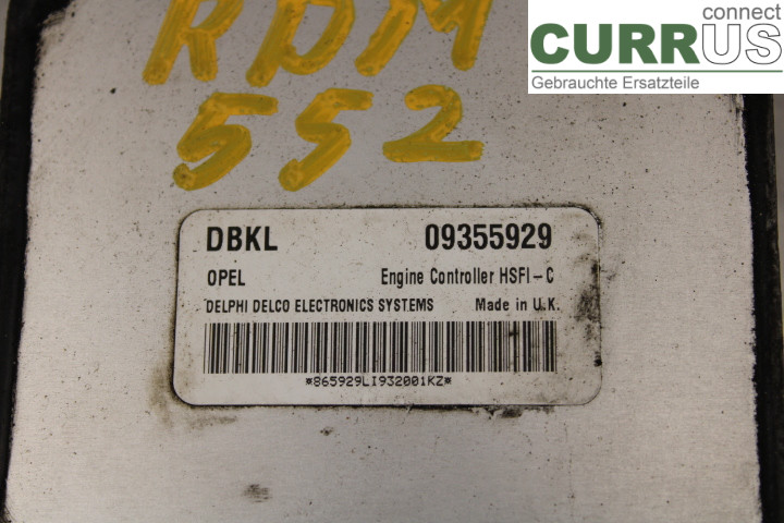 OPEL ASTRA  G    98-03 Engine Control Unit (ECU) 09355929 1.6i/X16XEL