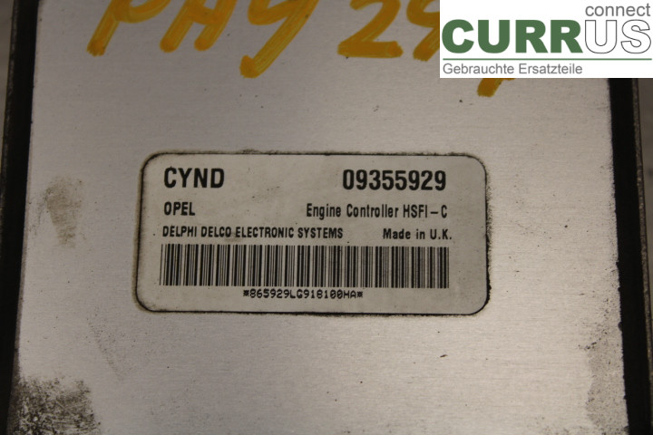 OPEL ASTRA  G    98-03 Engine Control Unit (ECU) 09355929 1.6i/X16XEL