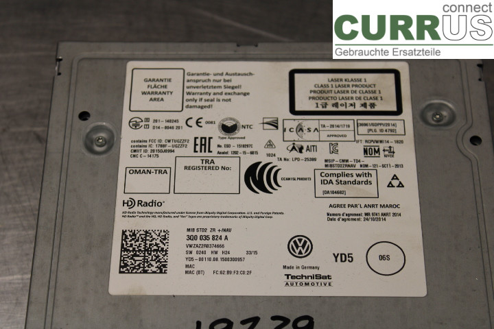 VW GOLF / E-GOLF VII   13-20 Radio CD / Multimedia panel 3Q0035824A 1.4TSi/CPWA