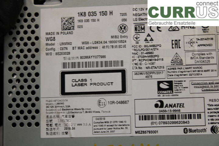 VW CADDY  16-20 Radio CD / Multimedia panel  2.0TDi/DFSE