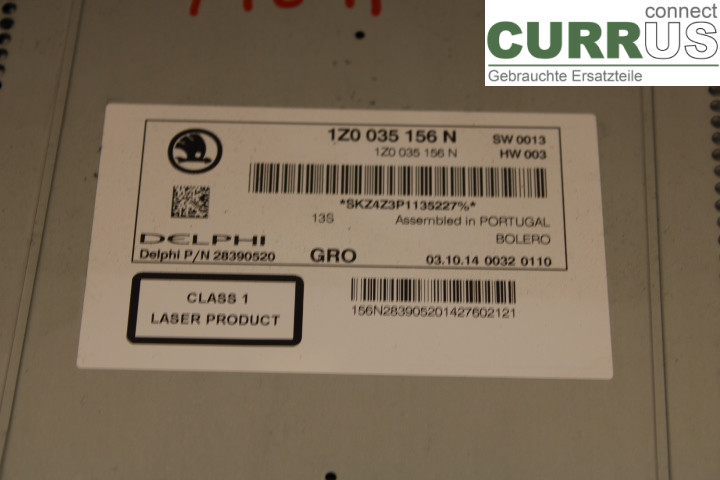 SKODA YETI Radio CD /Multimediapanel 1Z0035156N 2.0TDi/CFHF