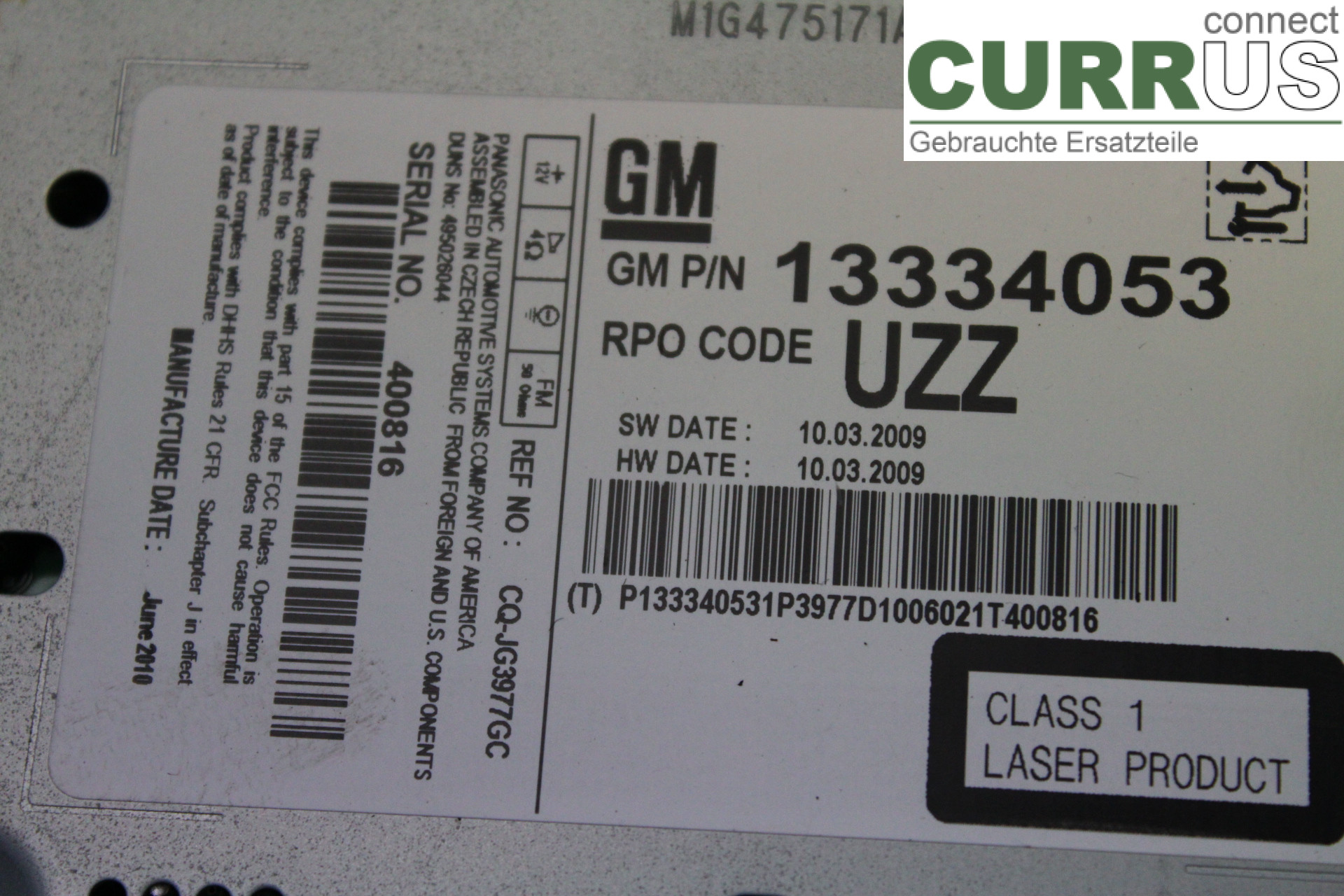 OPEL ASTRA  J    10-15 Radio CD / panneau multimédia 13334053 1,6T/A16LET
