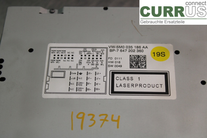 VW TRANSP/CARAVELLE 04-15 Radio CD / multimediepanel 5M0035186AA 2.0BiTDi/CFCA