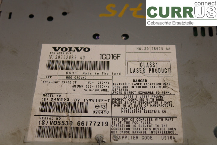 VOLVO V50      04-07 Radio-CD-/Multimedia-Panel 30752889AD 2.4D/D5244T8