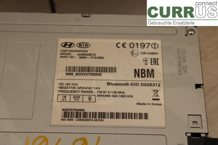 KIA PICANTO  12-17 Radio CD / Multimedia panel 965601Y701MB2	 1.0i/G3LA