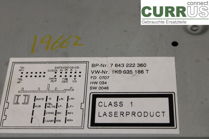 VW CADDY      04-10 Radio CD / Multimedia panel 1K0035186T 1.9TDi/BLS