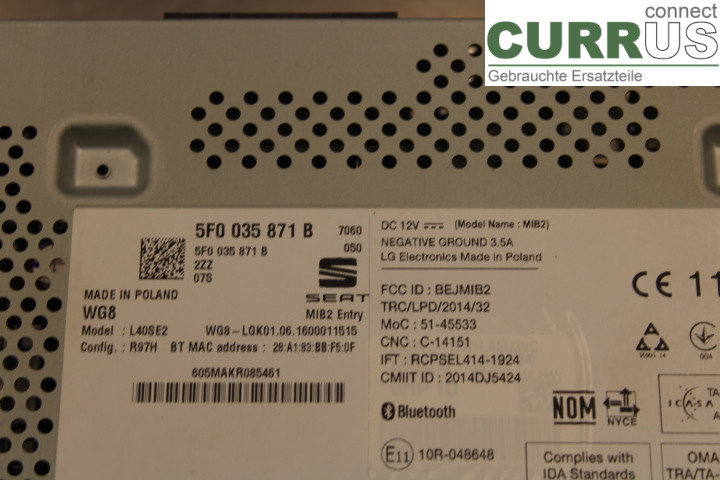 SEAT LEON   13-20 Radio-CD-/Multimedia-Panel 5F0035871B2ZZ 1.2TSi/CYVB