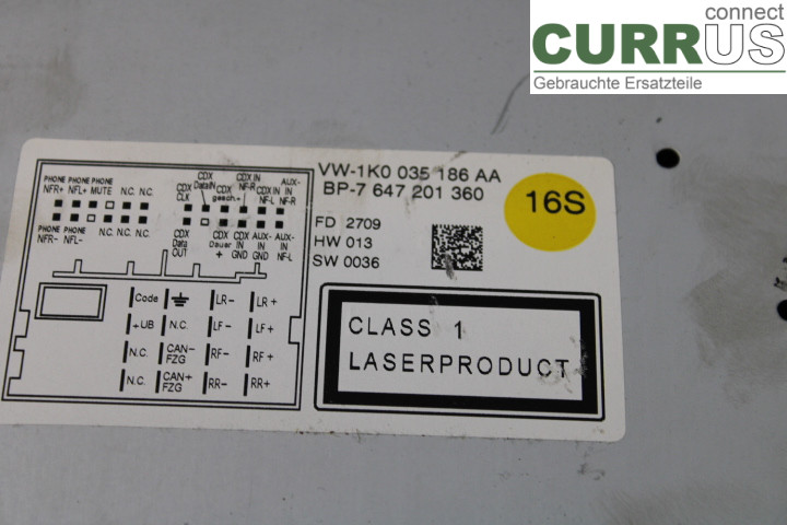 VW GOLF VI     09-13 Radio CD / Multimedia panel  CAYC