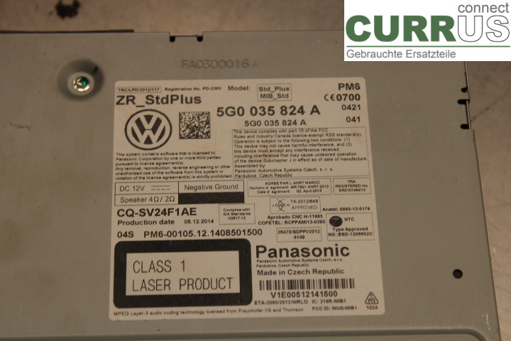 VW GOLF / E-GOLF VII   13-20 Radio CD / Multimedia panel 5G0035824A 1.6TDi/CLHA