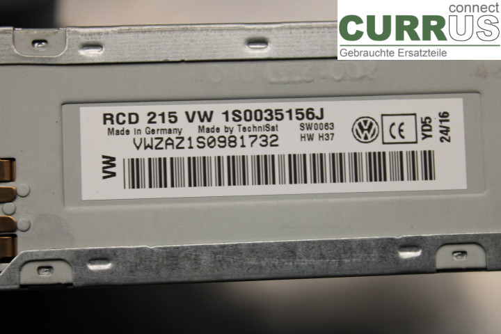 VW UP! / E-UP! Radio CD / panneau multimédia 1S0035156J 1.0i/CPGA