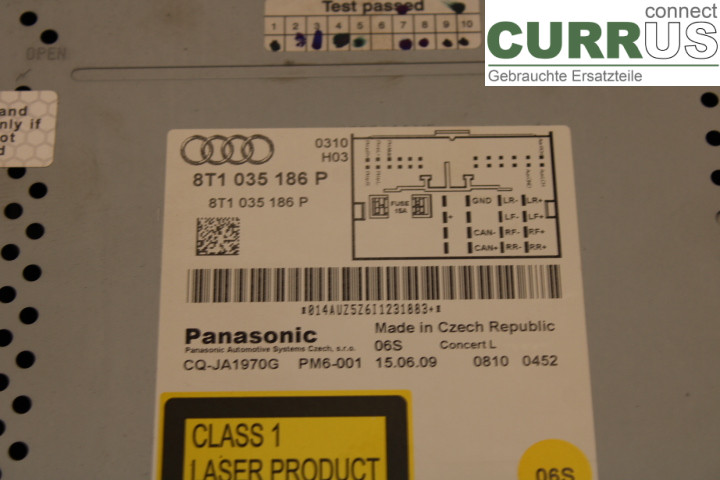AUDI A4/S4 08-11 Radio CD / Multimedia panel 8T1035186P 1.8FSi/CDHA