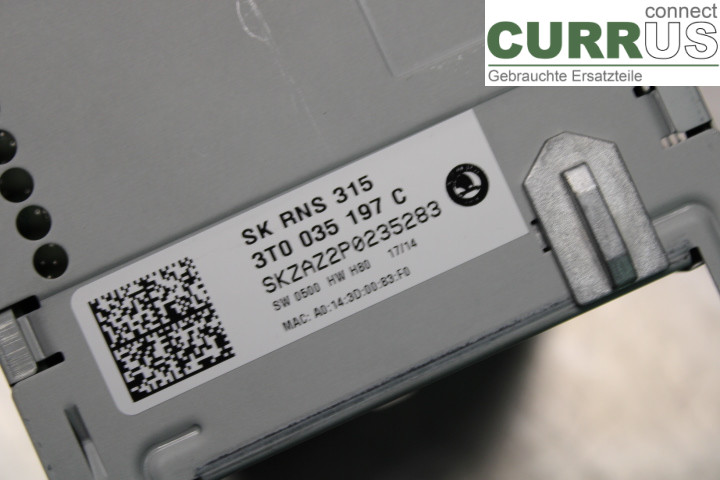 SKODA SUPERB      09-15 Radio CD / Multimedia panel 3T0035197F 2.0Di/CFGB
