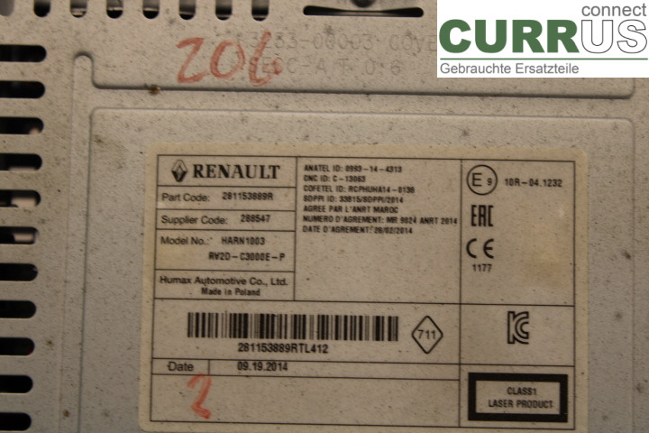 DACIA DUSTER  10-17 Radio CD / panel multimedialny  1.5DCi/K9K658