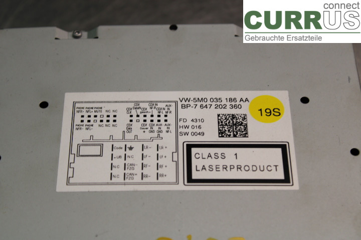 VW TRANSP/CARAVELLE 04-15 Radio CD / multimediepanel  2.0TDi/CFCA