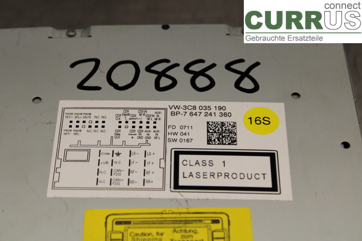 VW PASSAT  11-14 Radio CD / Multimedia panel  1.6TDI/CAYC