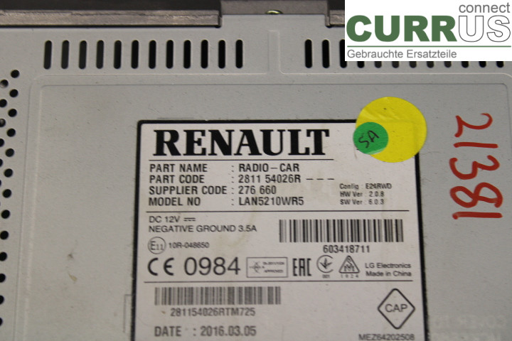 RENAULT CLIO IV   12-16 Radio CD / Multimedia panel  0.9/H4B-400