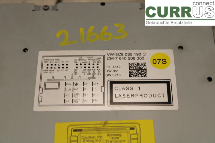 VW PASSAT  11-14 Radio CD / Multimedia panel  2.0TDi/CFFB
