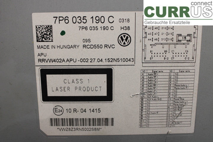 VW TOUAREG 7P  11-18 Radio-CD-/Multimedia-Panel  3.0/CVWA
