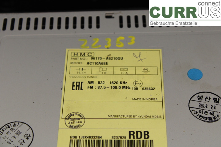 HYUNDAI i30   13-16 Radio CD / Multimedia panel  1.6/D4FB