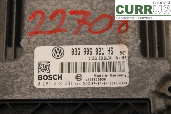 VW CADDY      04-10 Unité de contrôle moteur (ECU) 03G906021HS 1.9/BLS