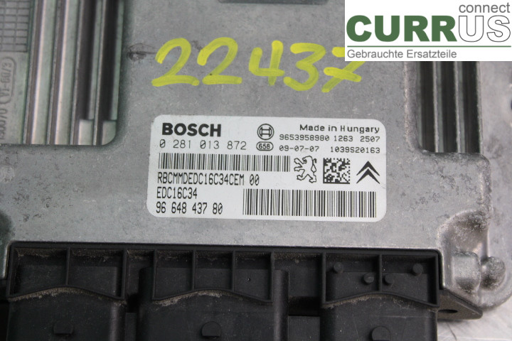 PEUGEOT 207 Motorens styreenhed (ECU) 9664943780 1.6HDi/9HV